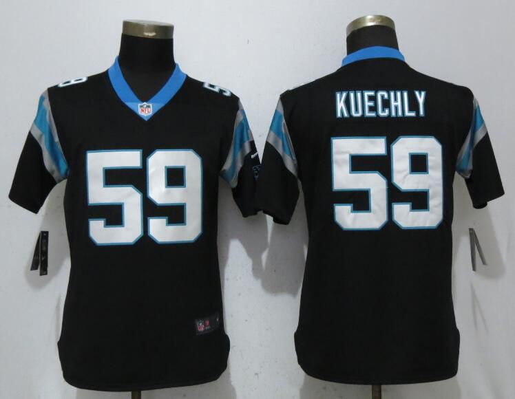 Women Carolina Panthers #59 Kuechly Black Vapor Untouchable Player Nike Limited NFL Jerseys->women nfl jersey->Women Jersey